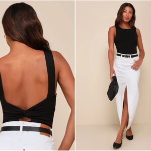 Lulu's Black Sleeveless Bodysuit